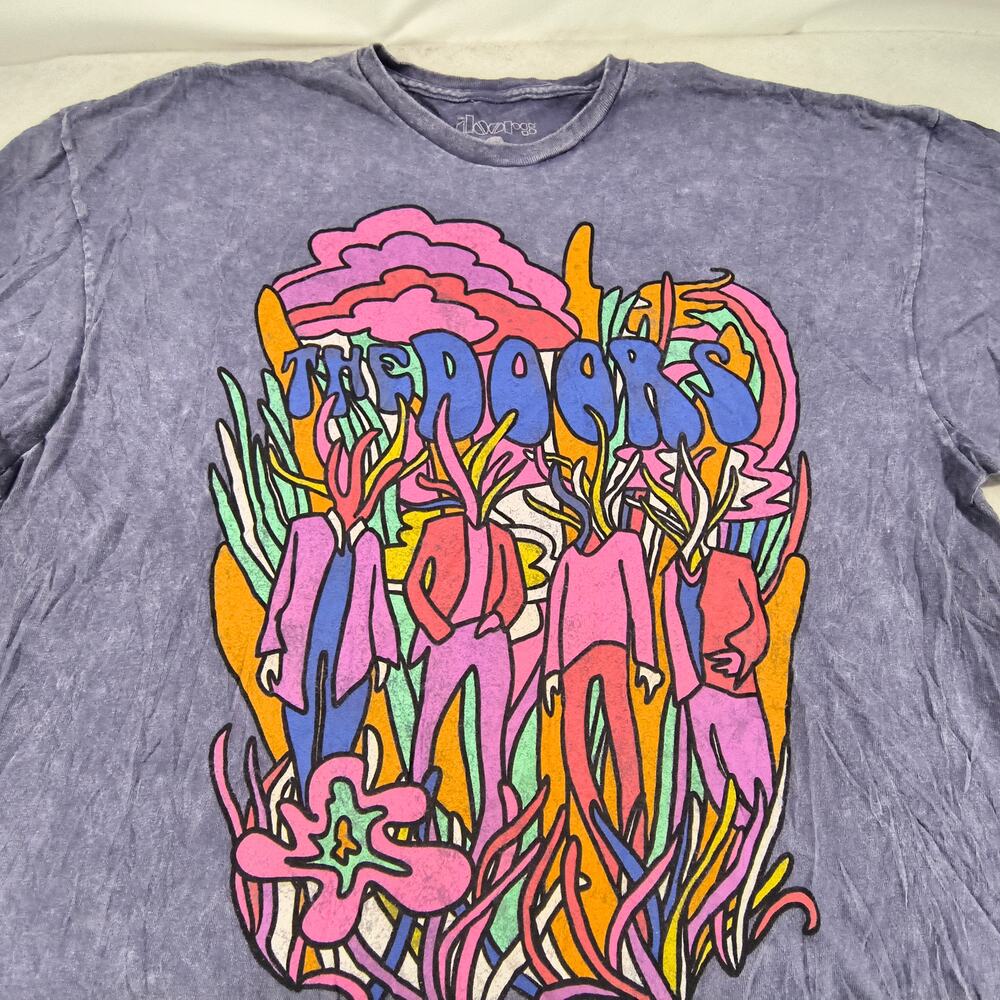 The Doors Band Casual Crew Neck Graphic Shirt Mens Size Large L Purple